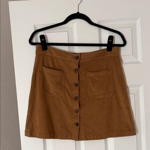 Marine Layer Brown Button-Front Mini Skirt